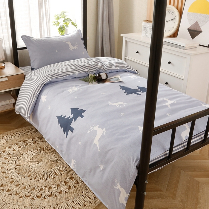 91家纺网 家纺一手货源 找家纺 友承家纺 2026新款床上用品磨毛四件套被单被套学生宿舍单人三件套被罩单件四季通用150cmx200cm 吉祥鹿兰