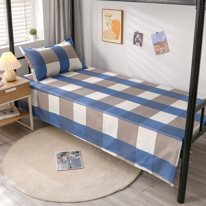 91家纺网 家纺一手货源 找家纺 友承家纺 2026新款床上用品磨毛四件套被单被套学生宿舍单人三件套被罩单件四季通用150cmx200cm 兰大格