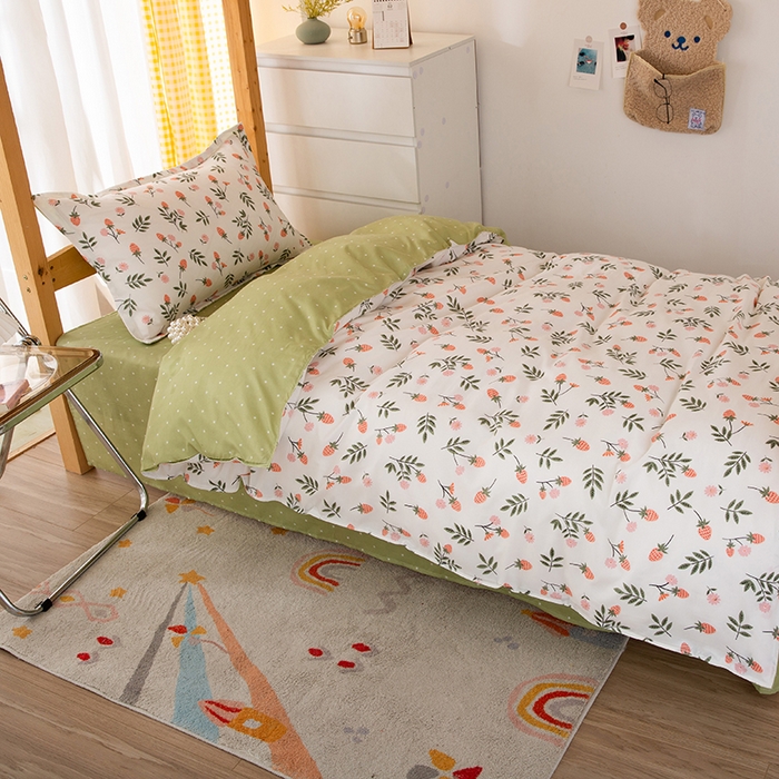 91家纺网 家纺一手货源 找家纺 友承家纺 2026新款床上用品磨毛四件套被单被套学生宿舍单人三件套被罩单件四季通用150cmx200cm 恋爱味道