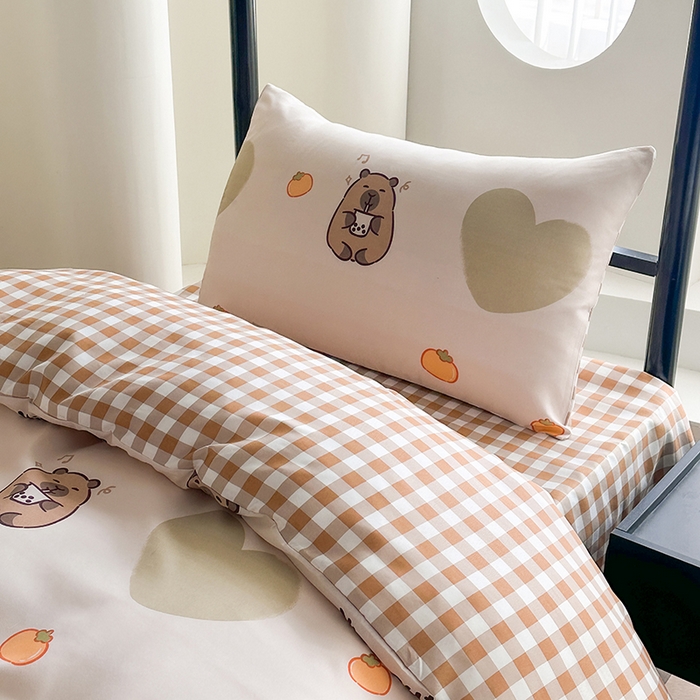 91家纺网 家纺一手货源 找家纺 友承家纺 2026新款床上用品磨毛四件套被单被套学生宿舍单人三件套被罩单件四季通用150cmx200cm 萌萌