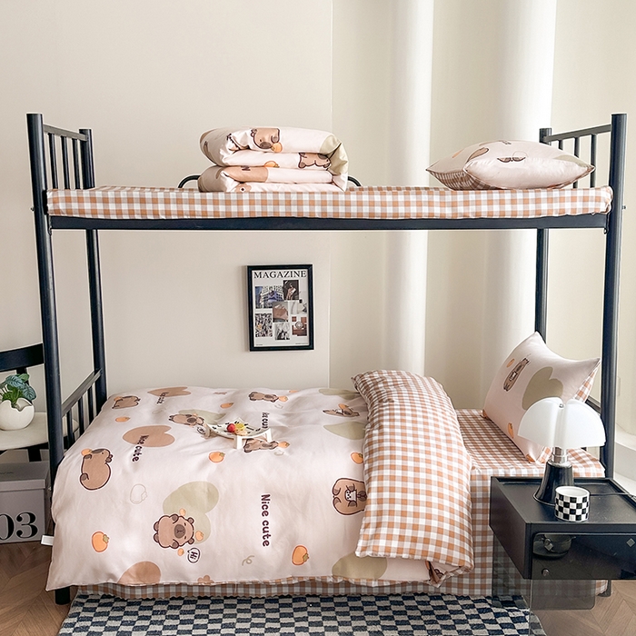 91家纺网 家纺一手货源 找家纺 友承家纺 2026新款床上用品磨毛四件套被单被套学生宿舍单人三件套被罩单件四季通用150cmx200cm 萌萌