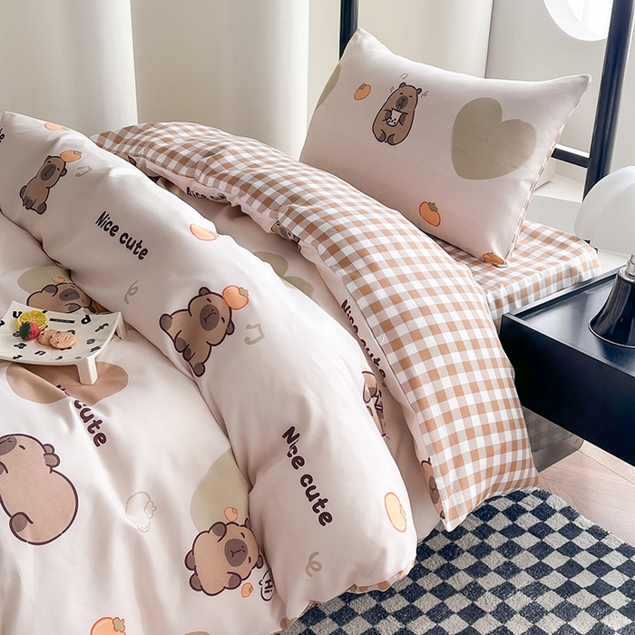 91家纺网 家纺一手货源 找家纺 友承家纺 2026新款床上用品磨毛四件套被单被套学生宿舍单人三件套被罩单件四季通用150cmx200cm 萌萌