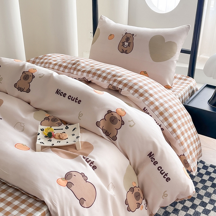 91家纺网 家纺一手货源 找家纺 友承家纺 2026新款床上用品磨毛四件套被单被套学生宿舍单人三件套被罩单件四季通用150cmx200cm 萌萌