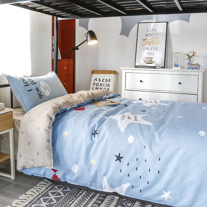 91家纺网 家纺一手货源 找家纺 友承家纺 2026新款床上用品磨毛四件套被单被套学生宿舍单人三件套被罩单件四季通用150cmx200cm 深海情缘