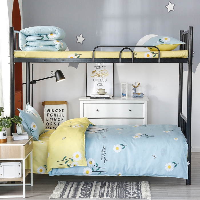 91家纺网 家纺一手货源 找家纺 友承家纺 2026新款床上用品磨毛四件套被单被套学生宿舍单人三件套被罩单件四季通用150cmx200cm 网红雏菊兰