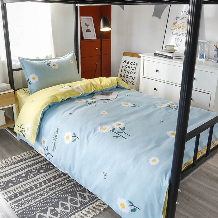 91家纺网 家纺一手货源 找家纺 友承家纺 2026新款床上用品磨毛四件套被单被套学生宿舍单人三件套被罩单件四季通用150cmx200cm 网红雏菊兰