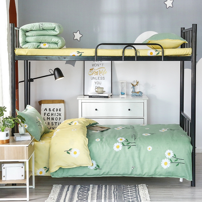 91家纺网 家纺一手货源 找家纺 友承家纺 2026新款床上用品磨毛四件套被单被套学生宿舍单人三件套被罩单件四季通用150cmx200cm 网红雏菊绿