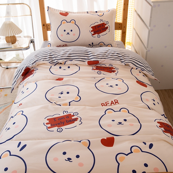 91家纺网 家纺一手货源 找家纺 友承家纺 2026新款床上用品磨毛四件套被单被套学生宿舍单人三件套被罩单件四季通用150cmx200cm 小可爱