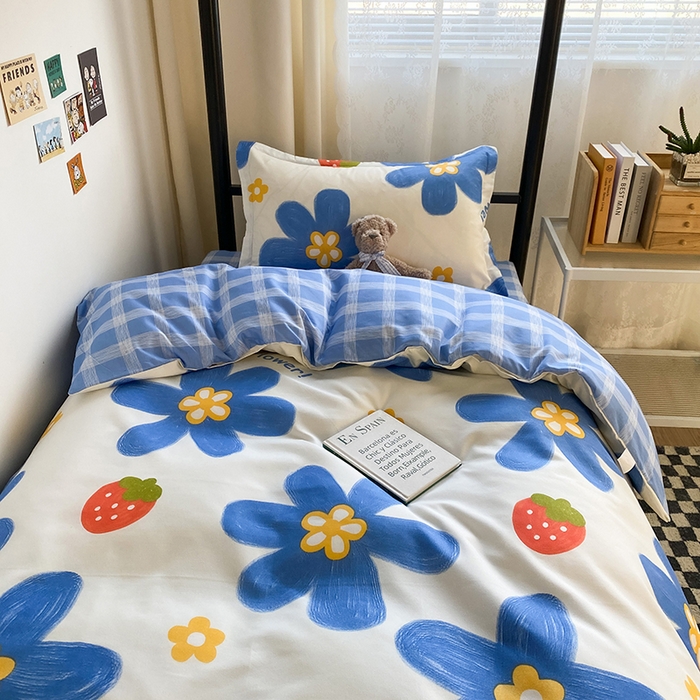 91家纺网 家纺一手货源 找家纺 友承家纺 2026新款床上用品磨毛四件套被单被套学生宿舍单人三件套被罩单件四季通用150cmx200cm 幸运花