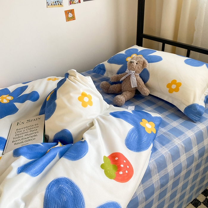 91家纺网 家纺一手货源 找家纺 友承家纺 2026新款床上用品磨毛四件套被单被套学生宿舍单人三件套被罩单件四季通用150cmx200cm 幸运花