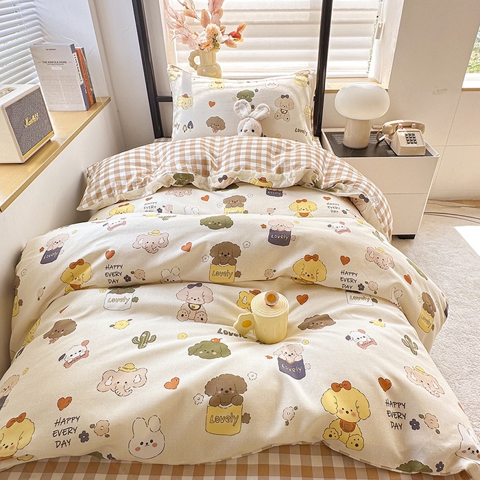 91家纺网 家纺一手货源 找家纺 友承家纺 2026新款床上用品磨毛四件套被单被套学生宿舍单人三件套被罩单件四季通用150cmx200cm 卡通乐园