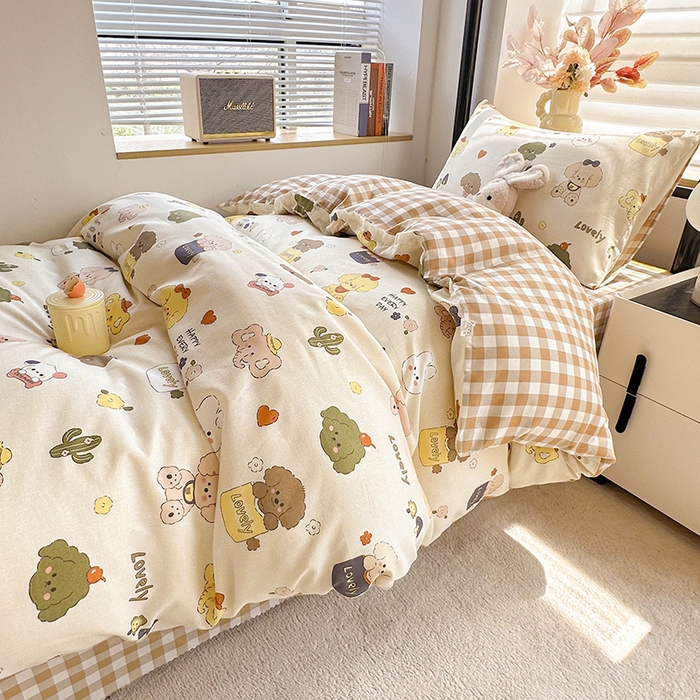91家纺网 家纺一手货源 找家纺 友承家纺 2026新款床上用品磨毛四件套被单被套学生宿舍单人三件套被罩单件四季通用150cmx200cm 卡通乐园
