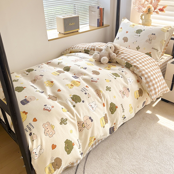 91家纺网 家纺一手货源 找家纺 友承家纺 2026新款床上用品磨毛四件套被单被套学生宿舍单人三件套被罩单件四季通用150cmx200cm 卡通乐园