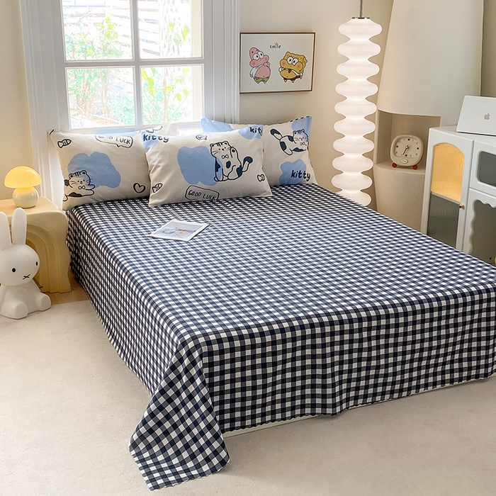 91家纺网 家纺一手货源 找家纺 友承家纺 2026新款床上用品磨毛水洗棉四件套被单被套学生宿舍单人三件套被罩单件四季通用 可爱猫