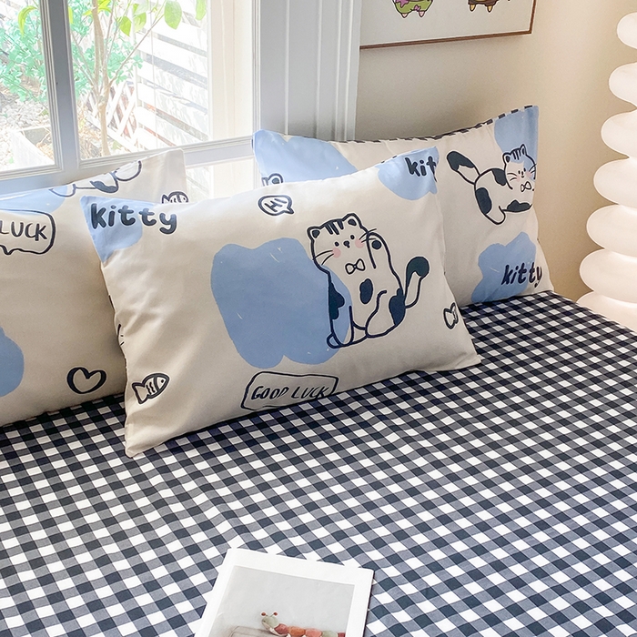 91家纺网 家纺一手货源 找家纺 友承家纺 2026新款床上用品磨毛水洗棉四件套被单被套学生宿舍单人三件套被罩单件四季通用 可爱猫