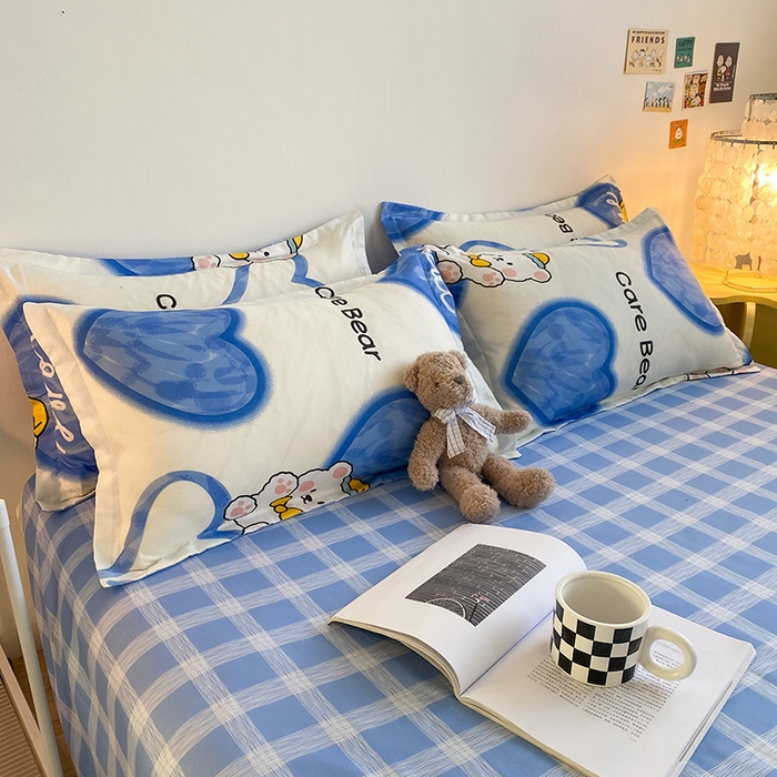 91家纺网 家纺一手货源 找家纺 友承家纺 2026新款床上用品磨毛水洗棉四件套被单被套学生宿舍单人三件套被罩单件四季通用 爱心小熊