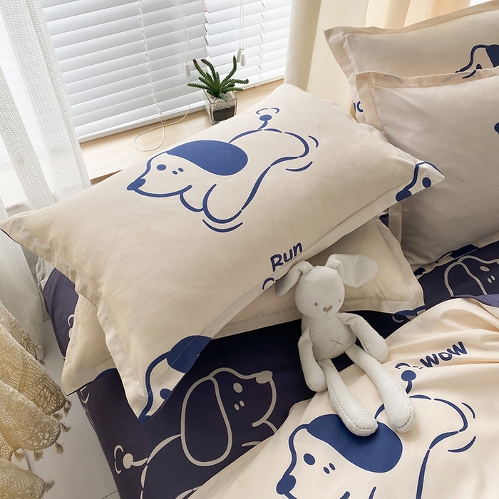 91家纺网 家纺一手货源 找家纺 友承家纺 2026新款床上用品磨毛水洗棉四件套被单被套学生宿舍单人三件套被罩单件四季通用 欢乐狗米