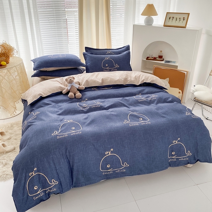 91家纺网 家纺一手货源 找家纺 友承家纺 2026新款床上用品磨毛水洗棉四件套被单被套学生宿舍单人三件套被罩单件四季通用 鲸鱼