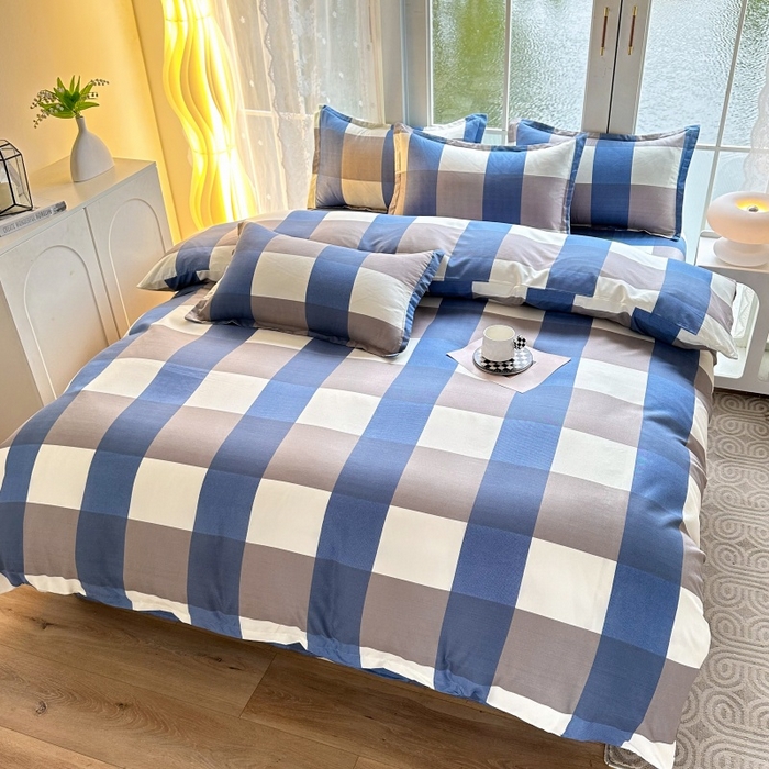 91家纺网 家纺一手货源 找家纺 友承家纺 2026新款床上用品磨毛水洗棉四件套被单被套学生宿舍单人三件套被罩单件四季通用 兰大格