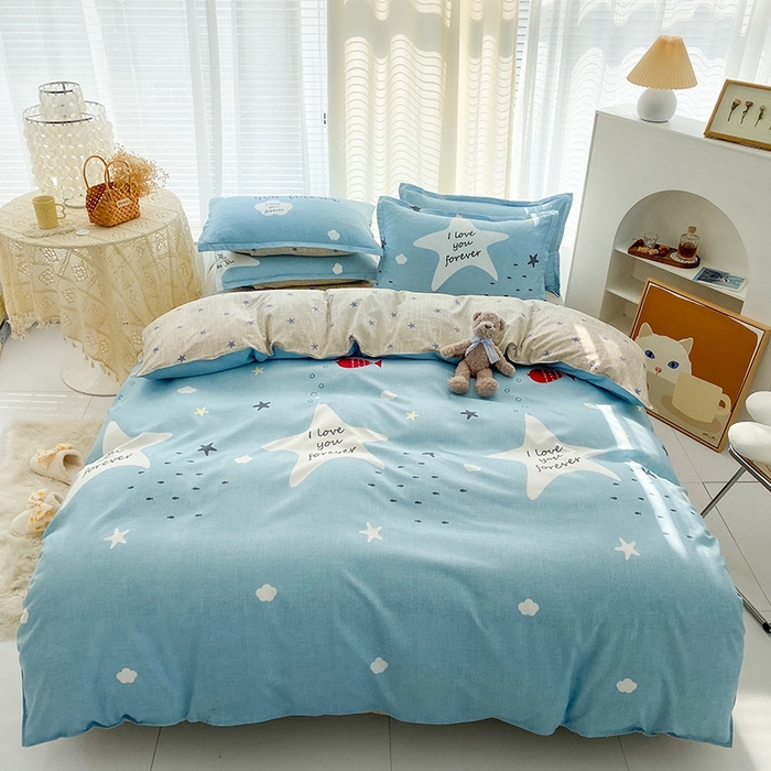 91家纺网 家纺一手货源 找家纺 友承家纺 2026新款床上用品磨毛水洗棉四件套被单被套学生宿舍单人三件套被罩单件四季通用 深海情缘