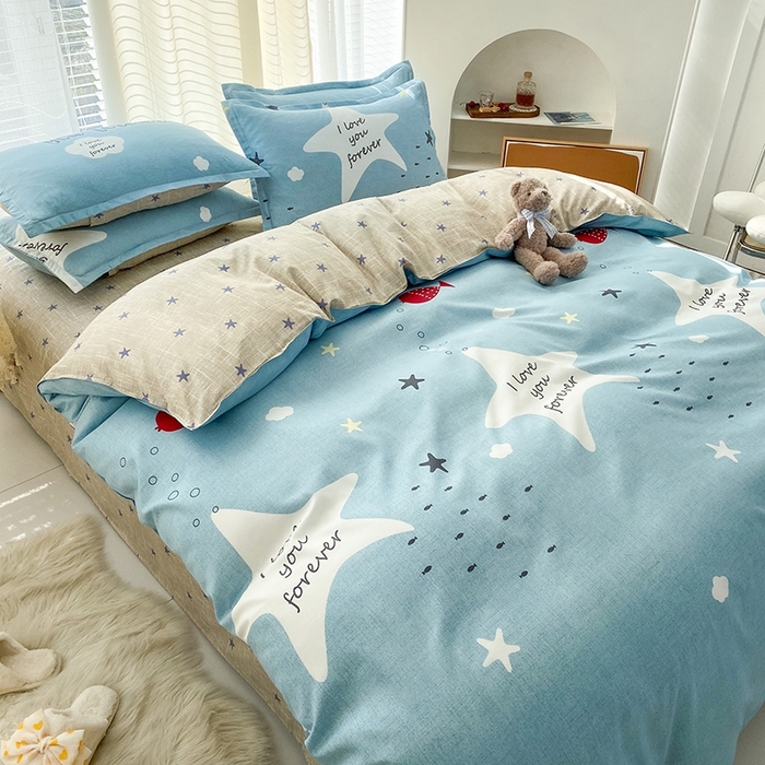 91家纺网 家纺一手货源 找家纺 友承家纺 2026新款床上用品磨毛水洗棉四件套被单被套学生宿舍单人三件套被罩单件四季通用 深海情缘