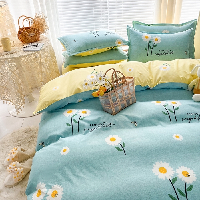 91家纺网 家纺一手货源 找家纺 友承家纺 2026新款床上用品磨毛水洗棉四件套被单被套学生宿舍单人三件套被罩单件四季通用 网红雏菊兰