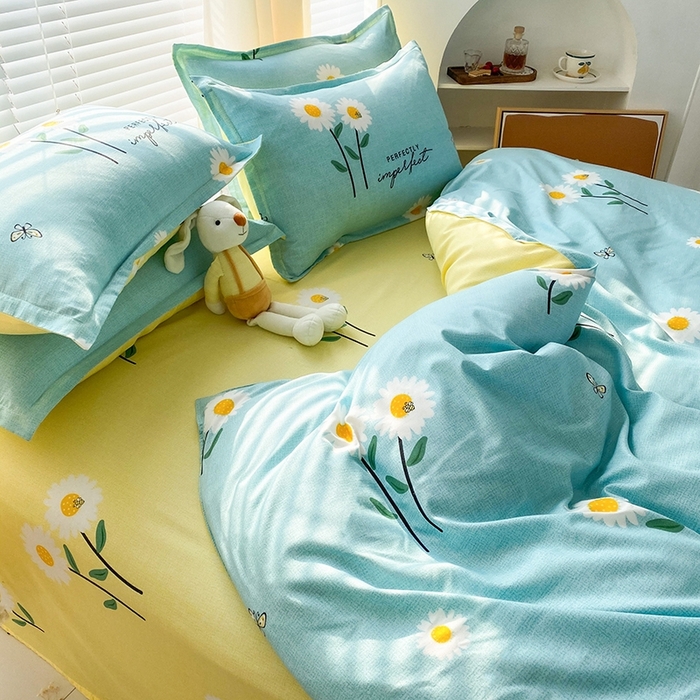 91家纺网 家纺一手货源 找家纺 友承家纺 2026新款床上用品磨毛水洗棉四件套被单被套学生宿舍单人三件套被罩单件四季通用 网红雏菊兰