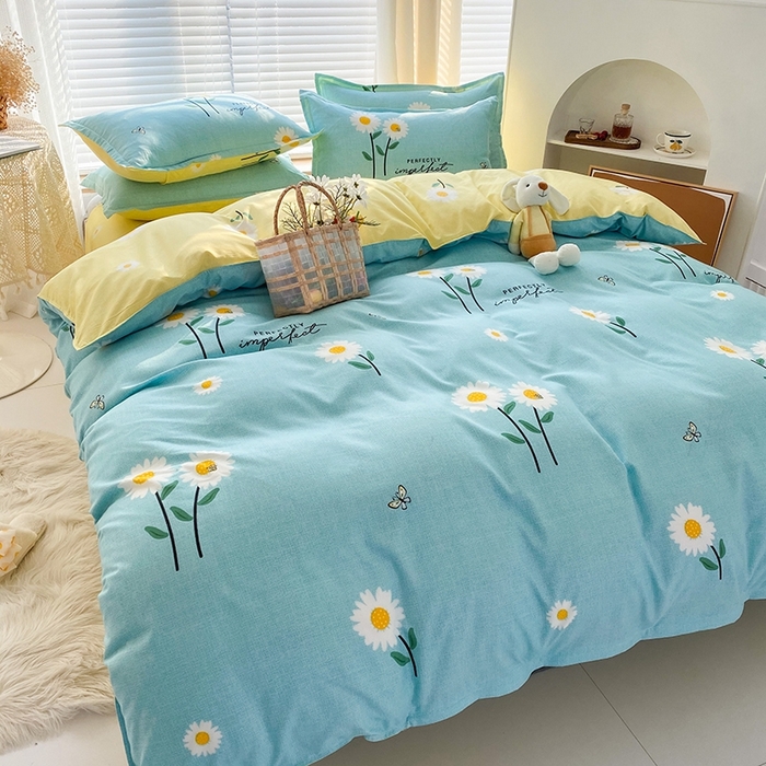 91家纺网 家纺一手货源 找家纺 友承家纺 2026新款床上用品磨毛水洗棉四件套被单被套学生宿舍单人三件套被罩单件四季通用 网红雏菊兰