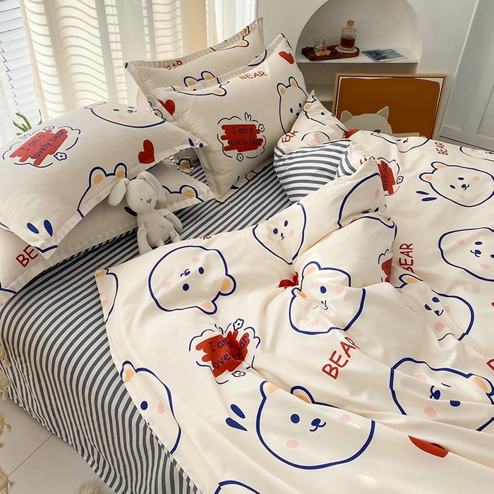 91家纺网 家纺一手货源 找家纺 友承家纺 2026新款床上用品磨毛水洗棉四件套被单被套学生宿舍单人三件套被罩单件四季通用 小可爱