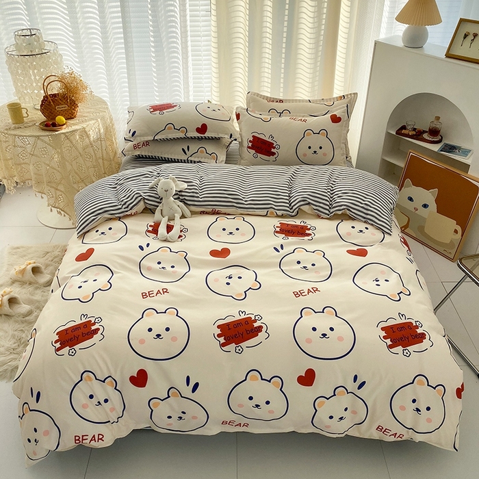 91家纺网 家纺一手货源 找家纺 友承家纺 2026新款床上用品磨毛水洗棉四件套被单被套学生宿舍单人三件套被罩单件四季通用 小可爱