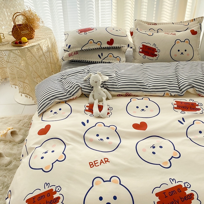 91家纺网 家纺一手货源 找家纺 友承家纺 2026新款床上用品磨毛水洗棉四件套被单被套学生宿舍单人三件套被罩单件四季通用 小可爱