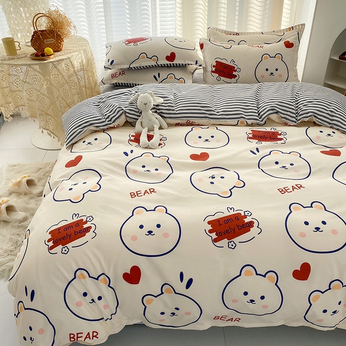 91家纺网 家纺一手货源 找家纺 友承家纺 2026新款床上用品磨毛水洗棉四件套被单被套学生宿舍单人三件套被罩单件四季通用 小可爱