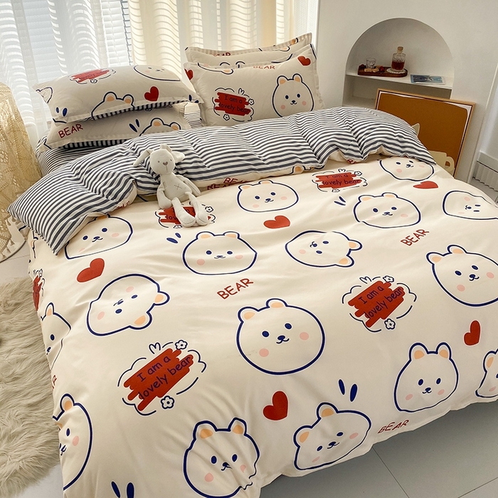 91家纺网 家纺一手货源 找家纺 友承家纺 2026新款床上用品磨毛水洗棉四件套被单被套学生宿舍单人三件套被罩单件四季通用 小可爱