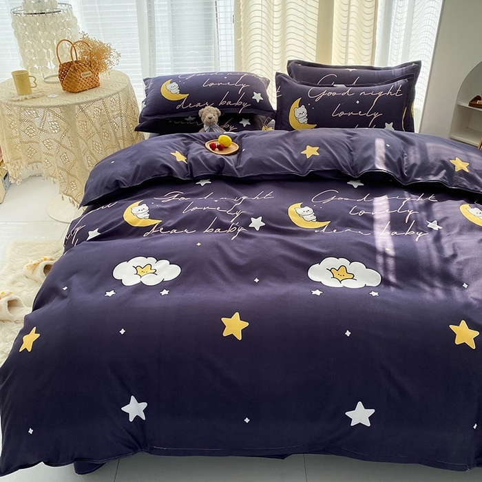 91家纺网 家纺一手货源 找家纺 友承家纺 2026新款床上用品磨毛水洗棉四件套被单被套学生宿舍单人三件套被罩单件四季通用 星空之约