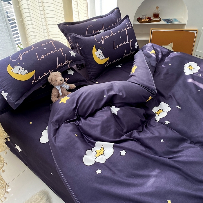 91家纺网 家纺一手货源 找家纺 友承家纺 2026新款床上用品磨毛水洗棉四件套被单被套学生宿舍单人三件套被罩单件四季通用 星空之约