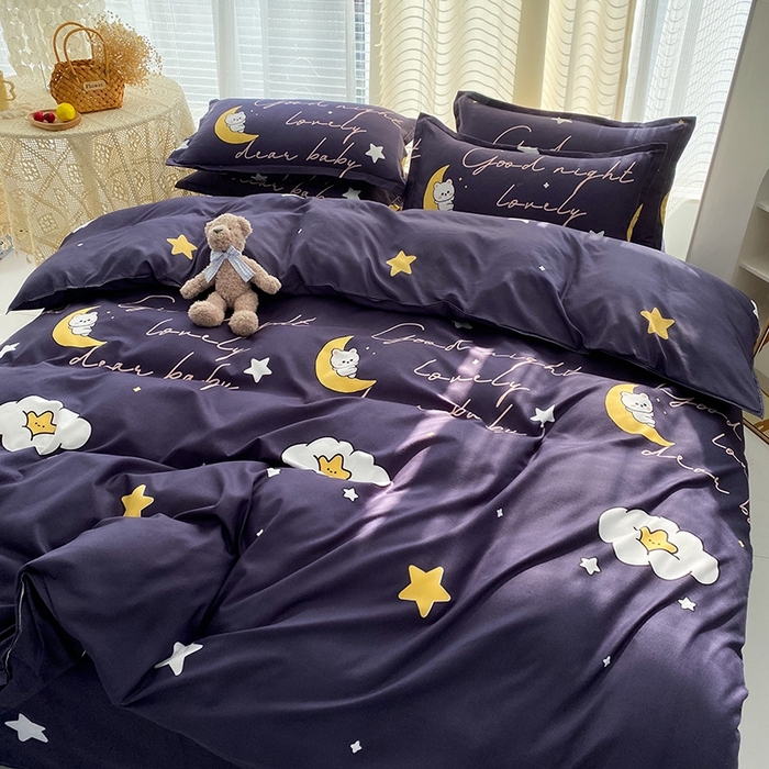 91家纺网 家纺一手货源 找家纺 友承家纺 2026新款床上用品磨毛水洗棉四件套被单被套学生宿舍单人三件套被罩单件四季通用 星空之约