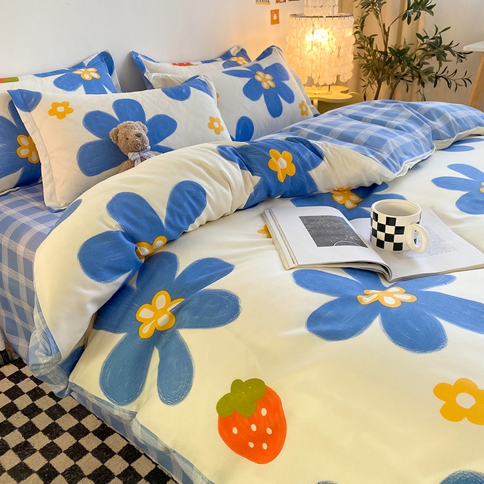 91家纺网 家纺一手货源 找家纺 友承家纺 2026新款床上用品磨毛水洗棉四件套被单被套学生宿舍单人三件套被罩单件四季通用 幸运花