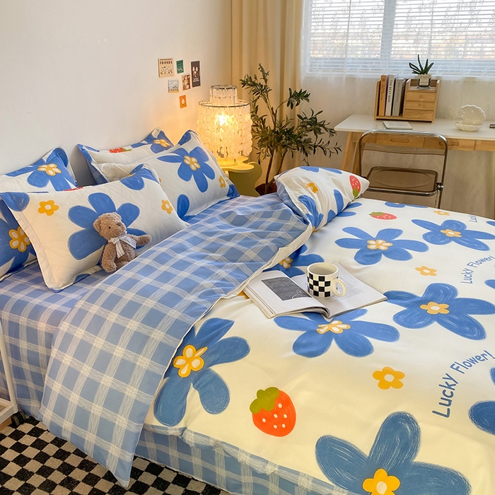 91家纺网 家纺一手货源 找家纺 友承家纺 2026新款床上用品磨毛水洗棉四件套被单被套学生宿舍单人三件套被罩单件四季通用 幸运花