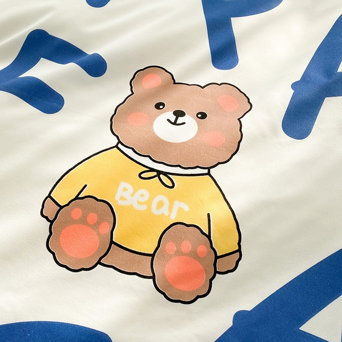 91家纺网 家纺一手货源 找家纺 友承家纺 2026新款床上用品磨毛水洗棉四件套被单被套学生宿舍单人三件套被罩单件四季通用 字母熊米