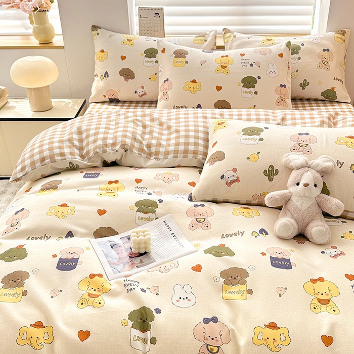 91家纺网 家纺一手货源 找家纺 友承家纺 2026新款床上用品磨毛水洗棉四件套被单被套学生宿舍单人三件套被罩单件四季通用 卡通乐园