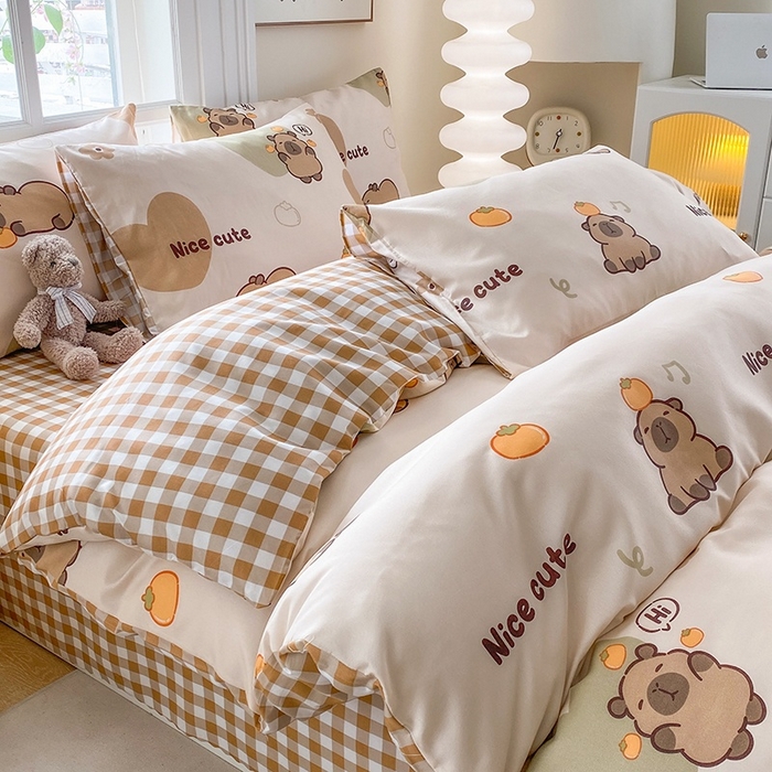 91家纺网 家纺一手货源 找家纺 友承家纺 2026年新款床上用品学生宿舍套件亲肤磨毛单件被套150x180x220cm芦荟棉被罩200x230 萌萌