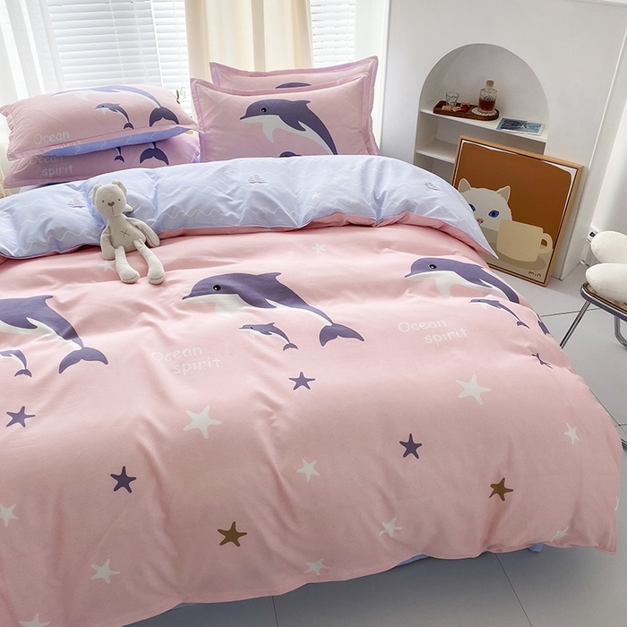 91家纺网 家纺一手货源 找家纺 友承家纺 2026年新款床上用品学生宿舍套件亲肤磨毛单件被套150x180x220cm芦荟棉被罩200x230 海豚湾