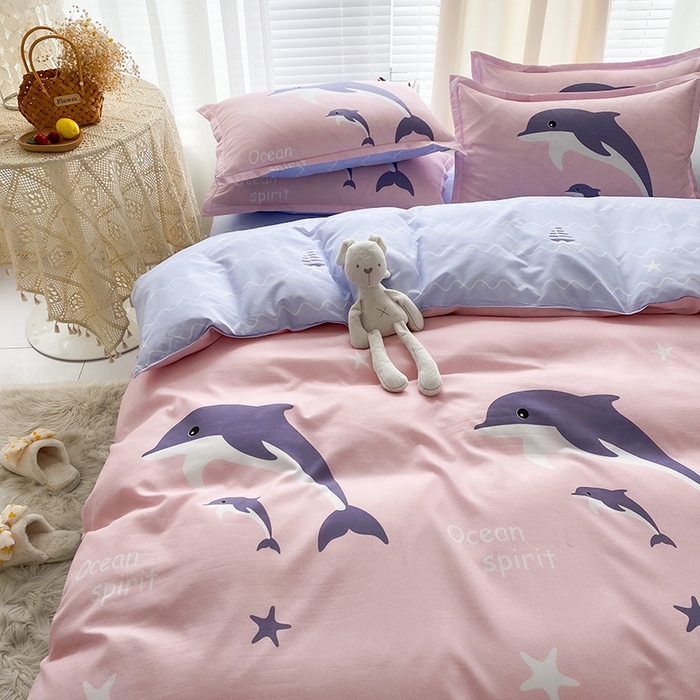 91家纺网 家纺一手货源 找家纺 友承家纺 2026年新款床上用品学生宿舍套件亲肤磨毛单件被套150x180x220cm芦荟棉被罩200x230 海豚湾