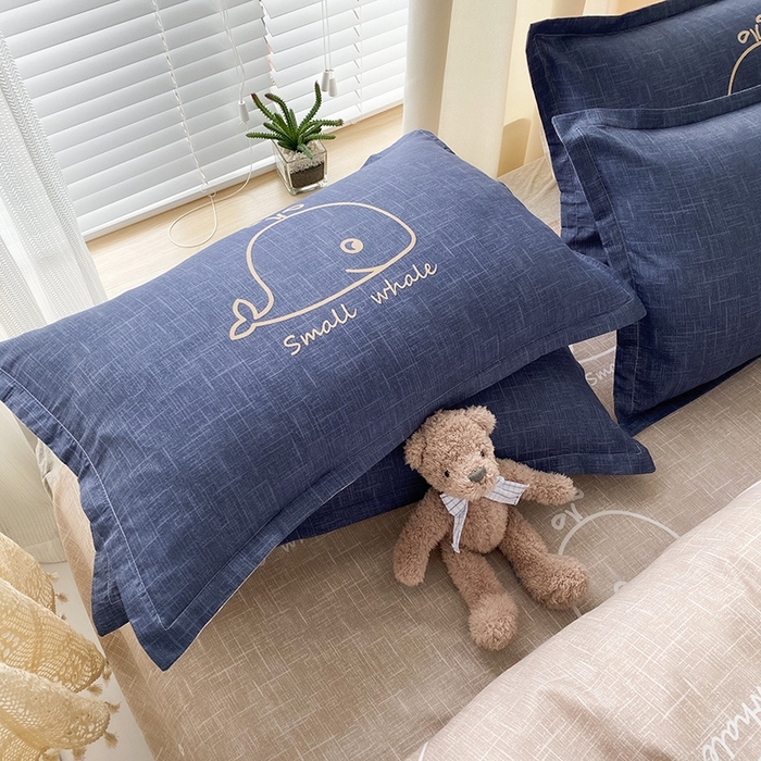 91家纺网 家纺一手货源 找家纺 友承家纺 2026年新款床上用品学生宿舍套件亲肤磨毛单件被套150x180x220cm芦荟棉被罩200x230 鲸鱼