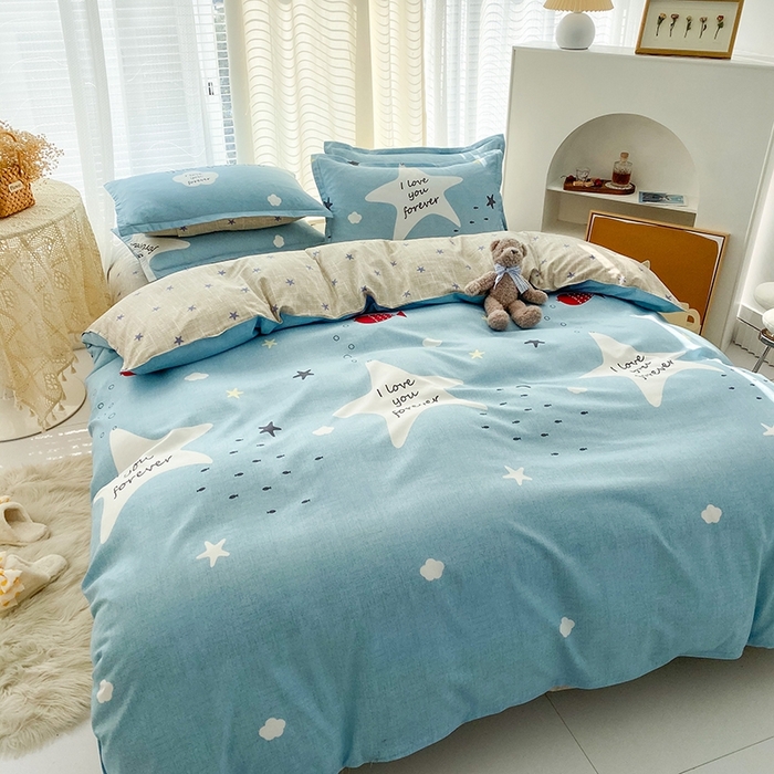 91家纺网 家纺一手货源 找家纺 友承家纺 2026年新款床上用品学生宿舍套件亲肤磨毛单件被套150x180x220cm芦荟棉被罩200x230 深海情缘