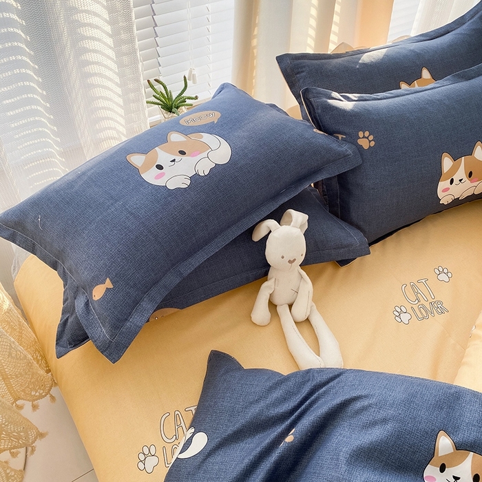 91家纺网 家纺一手货源 找家纺 友承家纺 2026年新款床上用品学生宿舍套件亲肤磨毛单件被套150x180x220cm芦荟棉被罩200x230 淘气猫兰