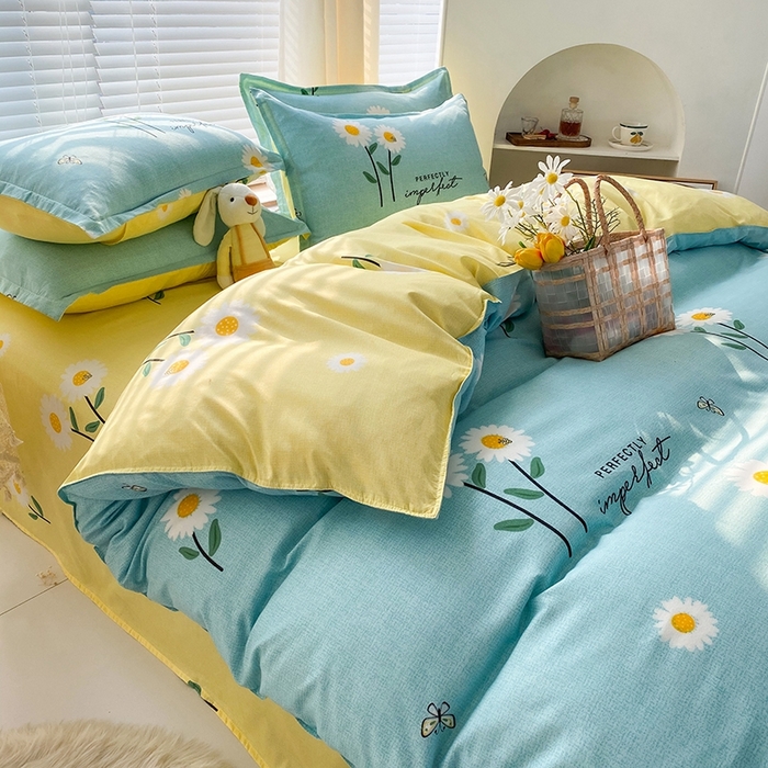 友承家纺 2026年新款床上用品学生宿舍套件亲肤磨毛单件被套150x180x220cm芦荟棉被罩200x230 网红雏菊兰