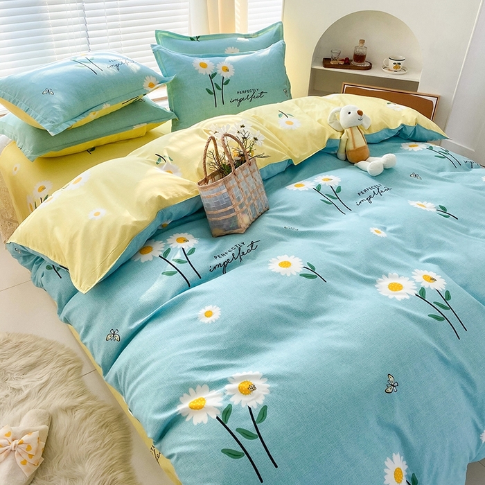 91家纺网 家纺一手货源 找家纺 友承家纺 2026年新款床上用品学生宿舍套件亲肤磨毛单件被套150x180x220cm芦荟棉被罩200x230 网红雏菊兰