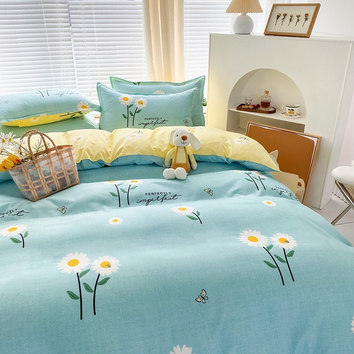 91家纺网 家纺一手货源 找家纺 友承家纺 2026年新款床上用品学生宿舍套件亲肤磨毛单件被套150x180x220cm芦荟棉被罩200x230 网红雏菊兰