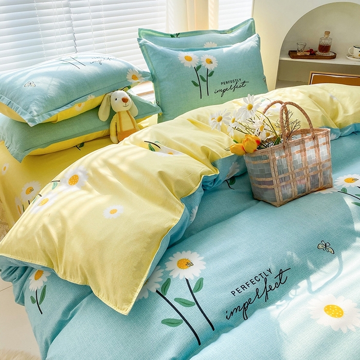 91家纺网 家纺一手货源 找家纺 友承家纺 2026年新款床上用品学生宿舍套件亲肤磨毛单件被套150x180x220cm芦荟棉被罩200x230 网红雏菊兰